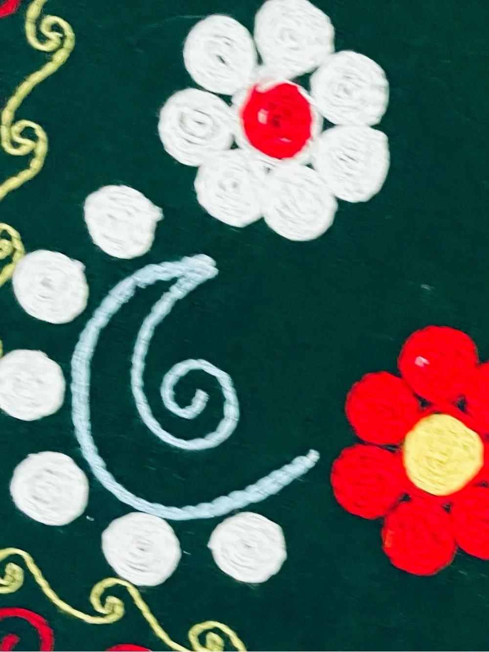 Vintage Mexican Boho multicolor embroidered floral placemat table top cover